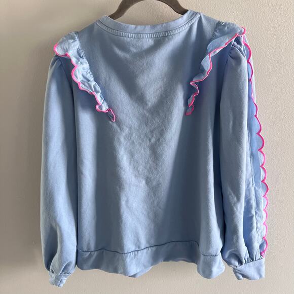 Lilly Pulitzer Blue and Pink Suzy Scalloped Pullover Sweatshirt Size S - Picture 6 of 8